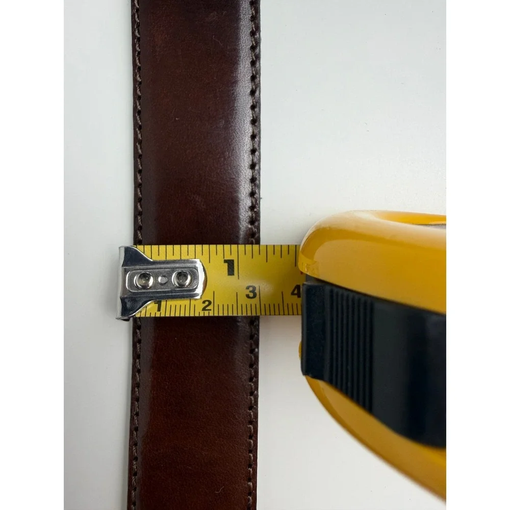 Mens Genuine Leather Belt 38 Brown Silver Buckle Metal Tip Dress Casual 44in